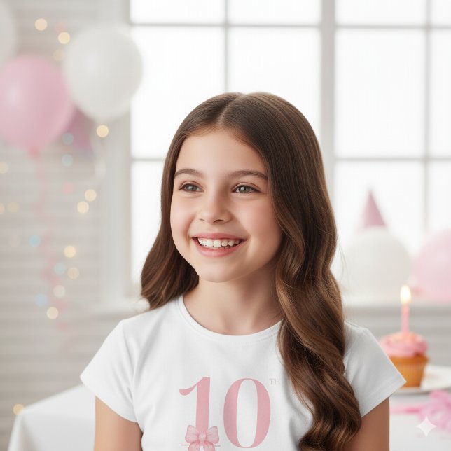 10:e födelsedag Rosa Bow T-Shirt (Skapare uppladdad)