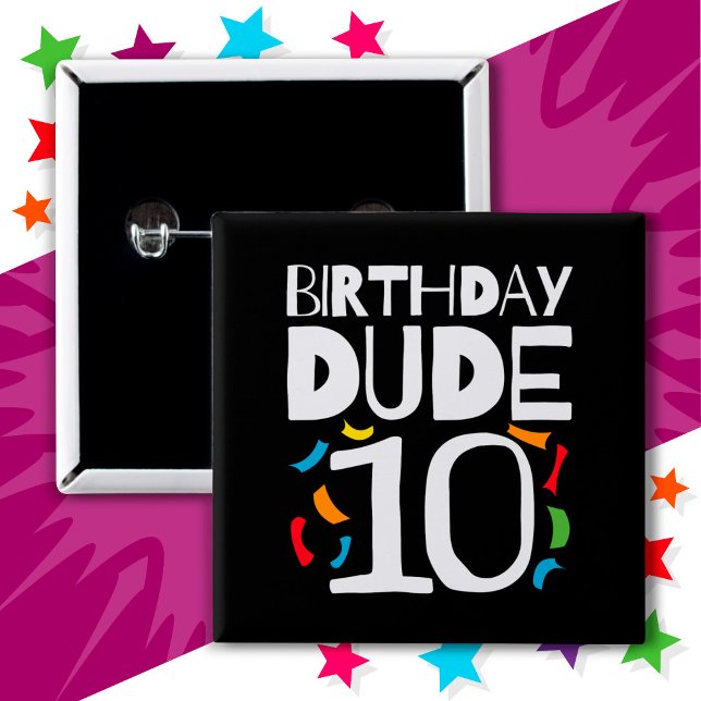 10:e födelsedagen 10 år gammal Barns födelsedag-ko Knapp (Skapare uppladdad)