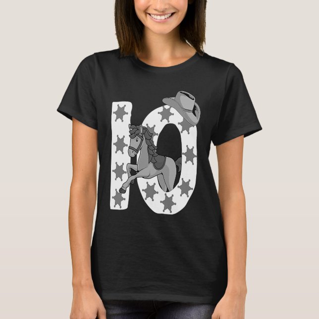 10:e födelsedagen 10 år Gammal häst Cowgirl Kid T Shirt (Framsida)