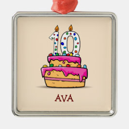 10:e födelsedagen, 10 på Sweet Rosa Cake Julgransprydnad Metall