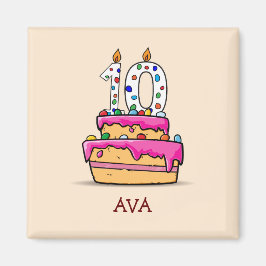 10:e födelsedagen, 10 på Sweet Rosa Cake Magnet