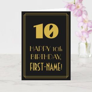 10:e födelsedagen - Art Deco Inspired Titta "10" & Kort