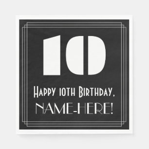 10:e födelsedagen: Art Deco Inspired Titta "10" +  Pappersservett