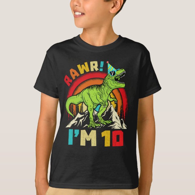 10:e födelsedagen Dinosaur T Rex Rawr I är 10 för  T Shirt (Framsida)