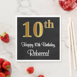 10:e födelsedagen ~ Elegant Luxurious Faux Guld Ti Pappersservett