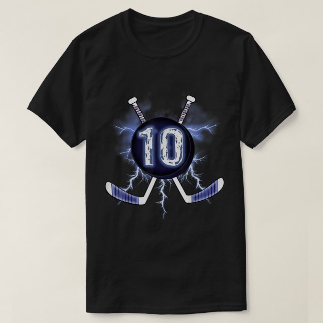 10:e födelsedagen Ice Hockey 10 år gammal T Shirt (Design framsida)