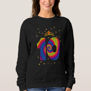 10:e födelsedagen Krona Tie Dye Girl Kids Tonåring T Shirt