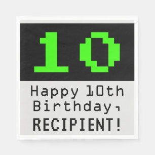 10:e födelsedagen - Nerdy/Geeky Stil "10" & Namn Pappersservett