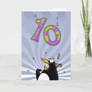 10:e födelsedagen - Penguin Surprise Kort
