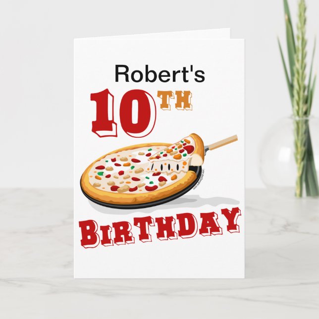 10:e födelsedagen: Pizza Party Kort (Framsida)