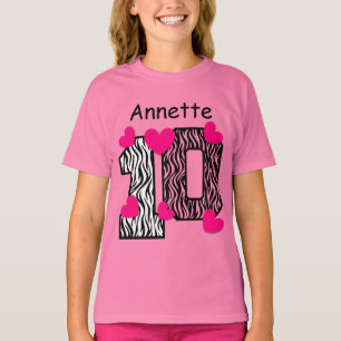 10:e födelsedagen Rosa Zebra eget namn V025A5 T Shirt