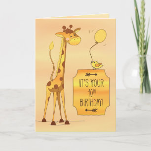 10:e födelsedagen: Tall Giraffe och Bird Kort