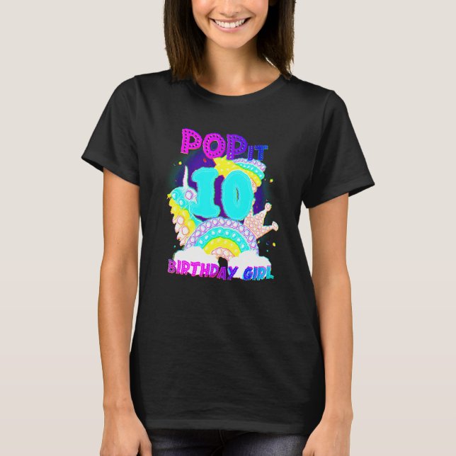 10:e födelsedagen Unicorn Fidget Pop it Birthday G T Shirt (Framsida)