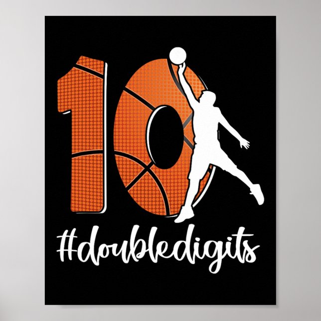 10:e födelsedagens Dubbla ger tio basketboll för p Poster (Framsidan)