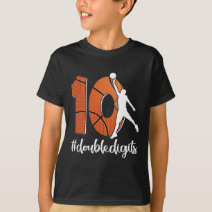 10:e födelsedagens Dubbla ger tio basketboll för p T Shirt
