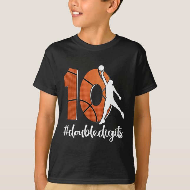 10:e födelsedagens Dubbla ger tio basketboll för p T Shirt (Framsida)