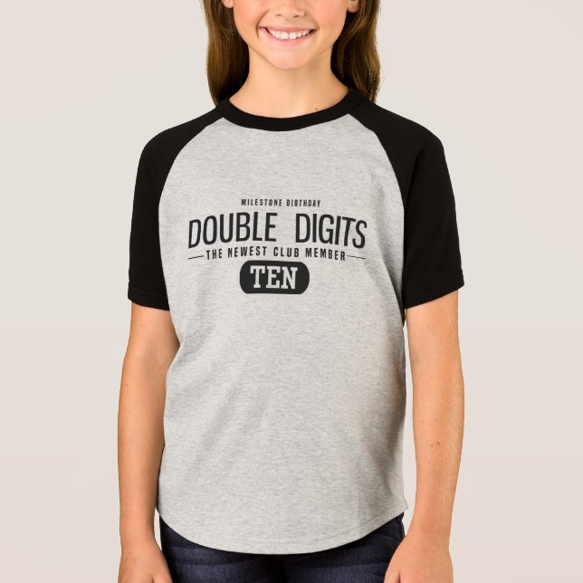 10:e födelsedagens Dubbla - nyaste medlemmen T Shirt (Framsida)