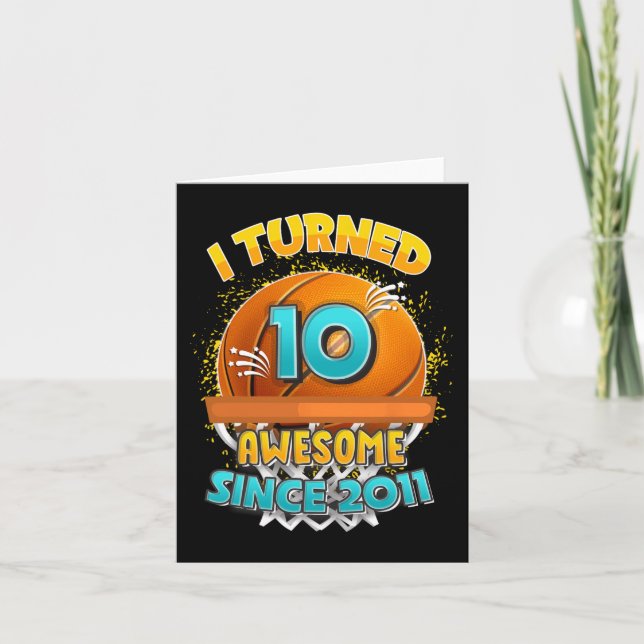 10:e födelsedagsbasketboll jag vände 10-åriga Gif Kort (Framsida)