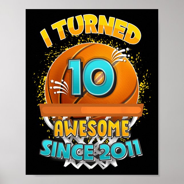 10:e födelsedagsbasketboll jag vände 10-åriga Gif Poster (Framsidan)