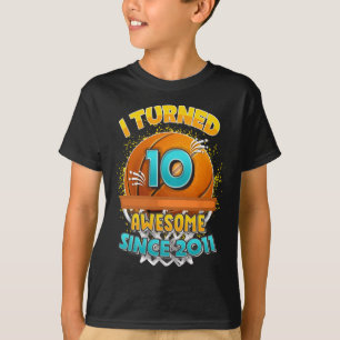 10:e födelsedagsbasketboll jag vände 10-åriga Gif T Shirt
