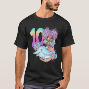 10:e födelsedagsdagen Sjöjungfru Ten Black Girl Ma T Shirt