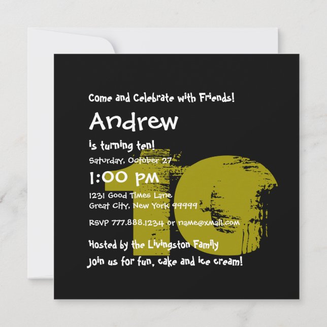 10:e Födelsedagsfesten, 10:e år gamla Grunge Z02B Inbjudningar (Baksida)