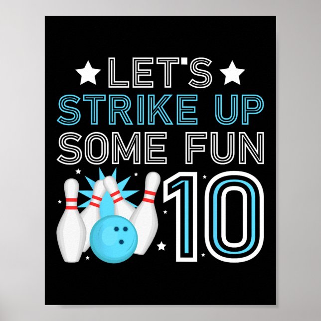 10:e Födelsedagsfesten Bowling Boy 10 Year Old Bow Poster (Framsidan)