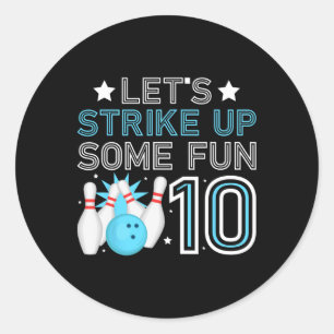 10:e Födelsedagsfesten Bowling Boy 10 Year Old Bow Runt Klistermärke