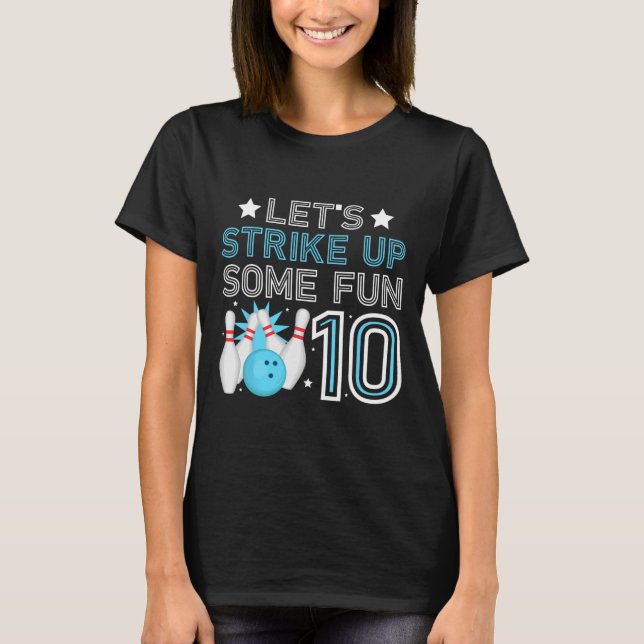 10:e Födelsedagsfesten Bowling Boy 10 Year Old Bow T Shirt (Framsida)