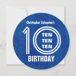 10:e Födelsedagsfesten Modern Royal Blue V03 Inbjudningar