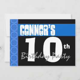 10:e Födelsedagsfestens moderna, blå stjärnor V01A Inbjudningar