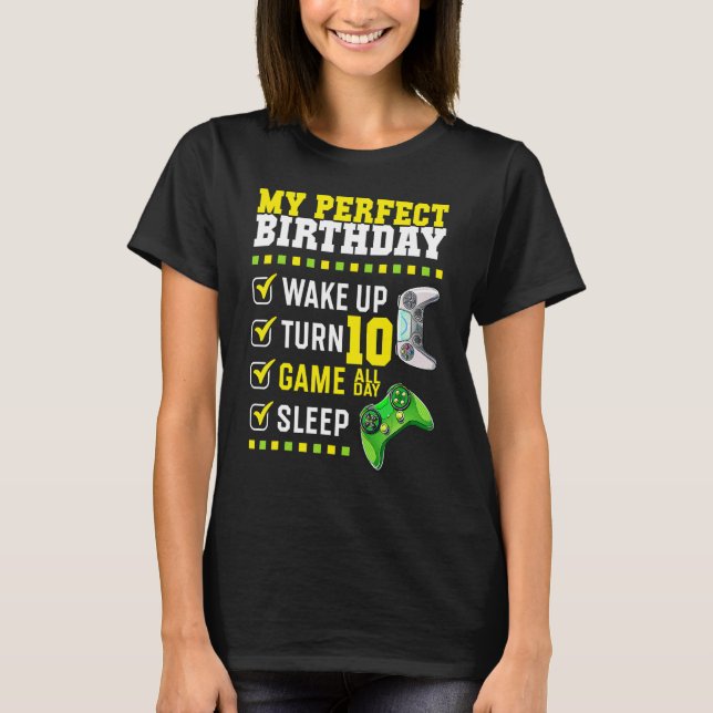 10:e Födelsedagsfestens Perfekt för spelaren 10 år T Shirt (Framsida)