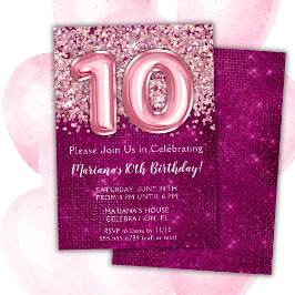 10:e födelsedagsinbjudan Flickans Magenta Rosa Gli Inbjudningar