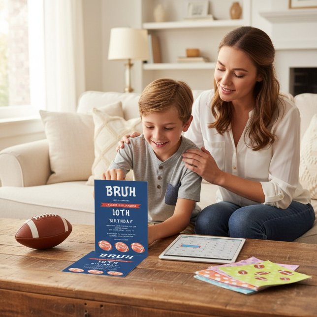 10:e födelsedagsinbjudan, modern slang bruh inbjudningar (Skapare uppladdad)