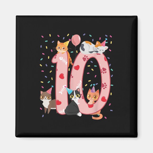 10:e födelsedagskalkens matsalsutrustning 10 år ga magnet (Framsidan)