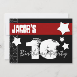 10:e födelsedagsmodern för honom Rött vitt svart W Inbjudningar