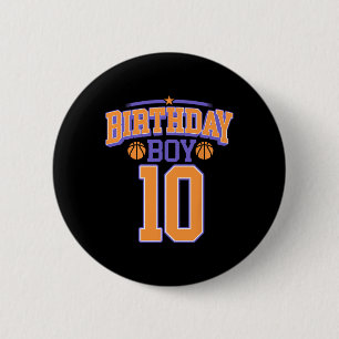 10:e födelsedagspojken Basketball Älskare 10 år ga Knapp