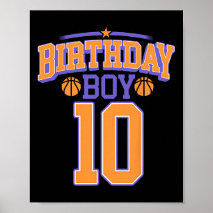 10:e födelsedagspojken Basketball Älskare 10 år ga Poster