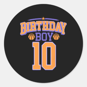 10:e födelsedagspojken Basketball Älskare 10 år ga Runt Klistermärke