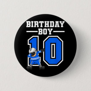 10:e födelsedagspojken Ice Hockey Kids 10 år gamma Knapp