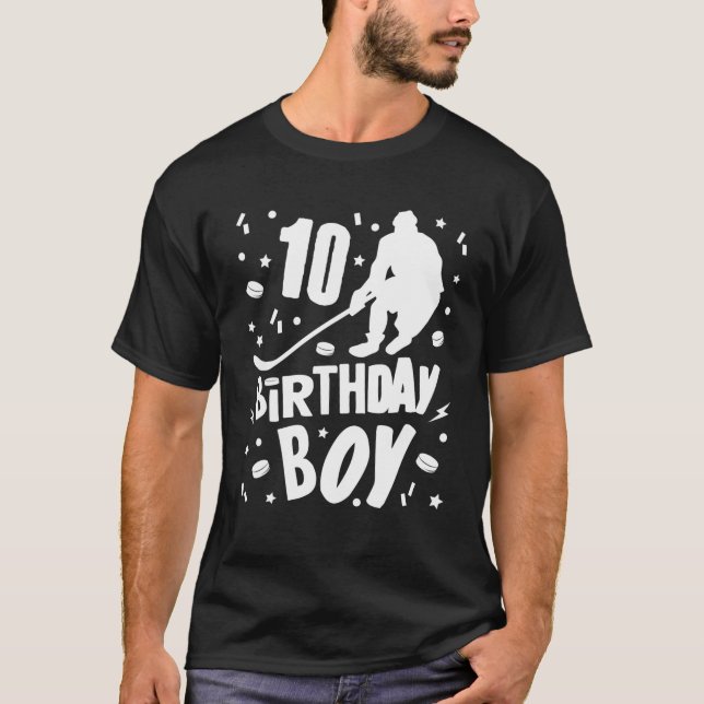 10:e födelsedagspojken Ice Hockey Kids 10 år gamma T Shirt (Framsida)
