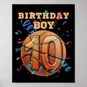 10:e födelsedagspojken tio 10 år gammalt basketbol poster