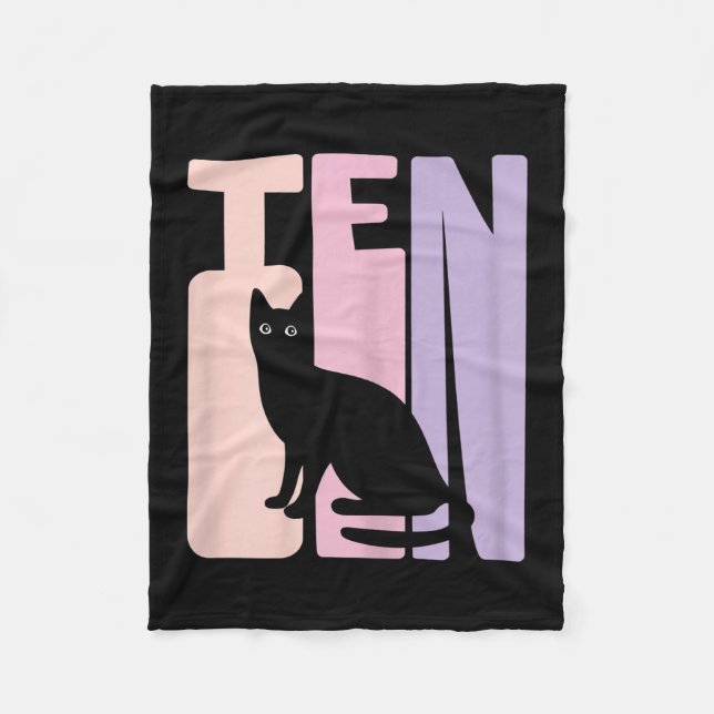 10:e födelsedagspresent | Cute Cat Fläkt 10 år gam Fleecefilt (Framsidan)