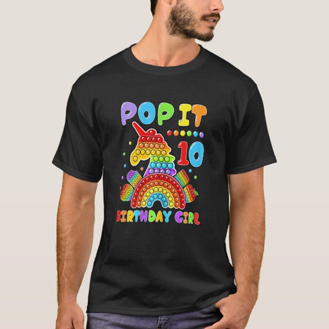 10:e födelsedagstjuren Pop IT Fidget Leksak 10 år  T Shirt (Framsida)