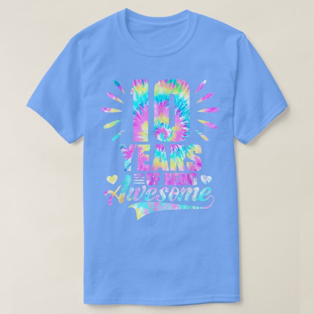 10:e födelsedagstorgen Idea Tie- Dye 10 år som en  T Shirt (Design framsida)