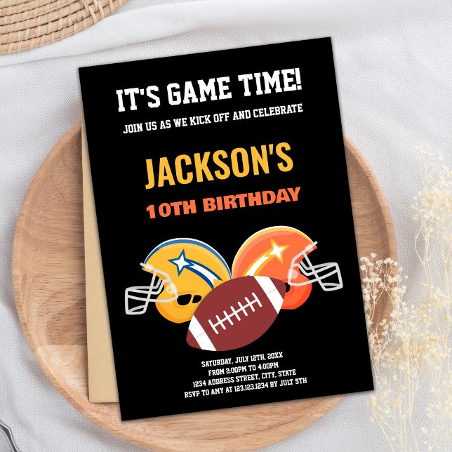 10:e invigningen av 10:e Gulten i fotboll Inbjudningar (10th Black Yellow Football Birthday Invitations)