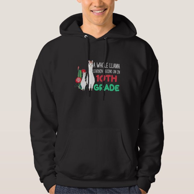 10:e Klass Llama Cactus Student Back to school Hoodie (Framsida)