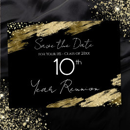 10:e klassvykortet Reunion Black and Guld Elegant Vykort