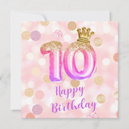 10:e Rosa Lila Guld födelsedagskort Kort