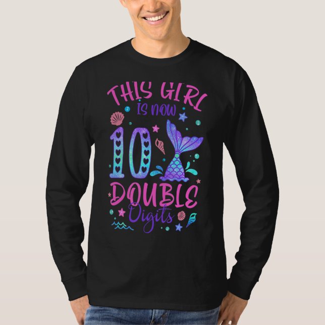 10:e Sjöjungfruns Dubbla Siffror 10 år gammal T Shirt (Framsida)